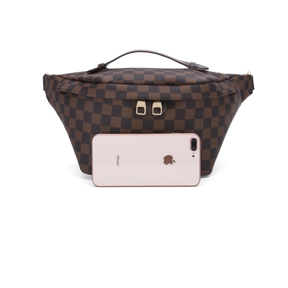 Brown Checkered Shoulder Bag - Picture 2 of 9